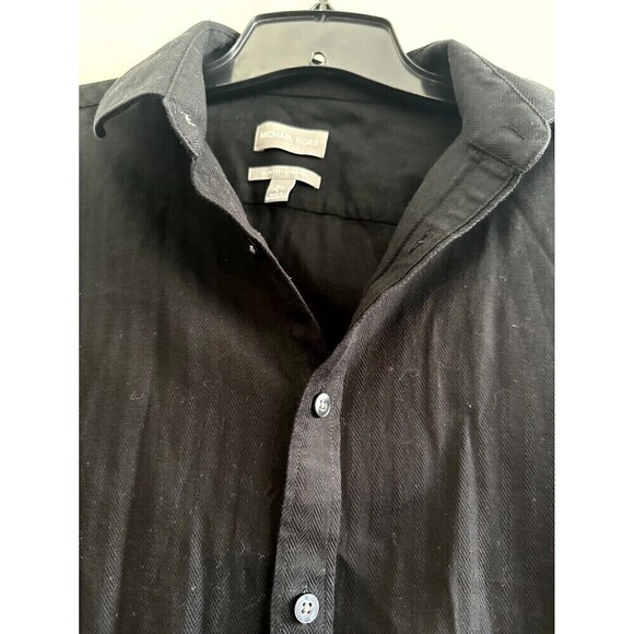 Michael Kors Mens Stretch Slim Fit Button-Up Shirt Mens Size 16.5 32/33 Black - Picture 4 of 16